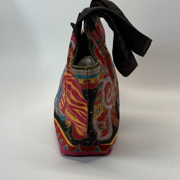 Laurel Burch Purse Cat Cotton Canvas Tote Bag Cutout Artsy Boho - Picture 5 of 13